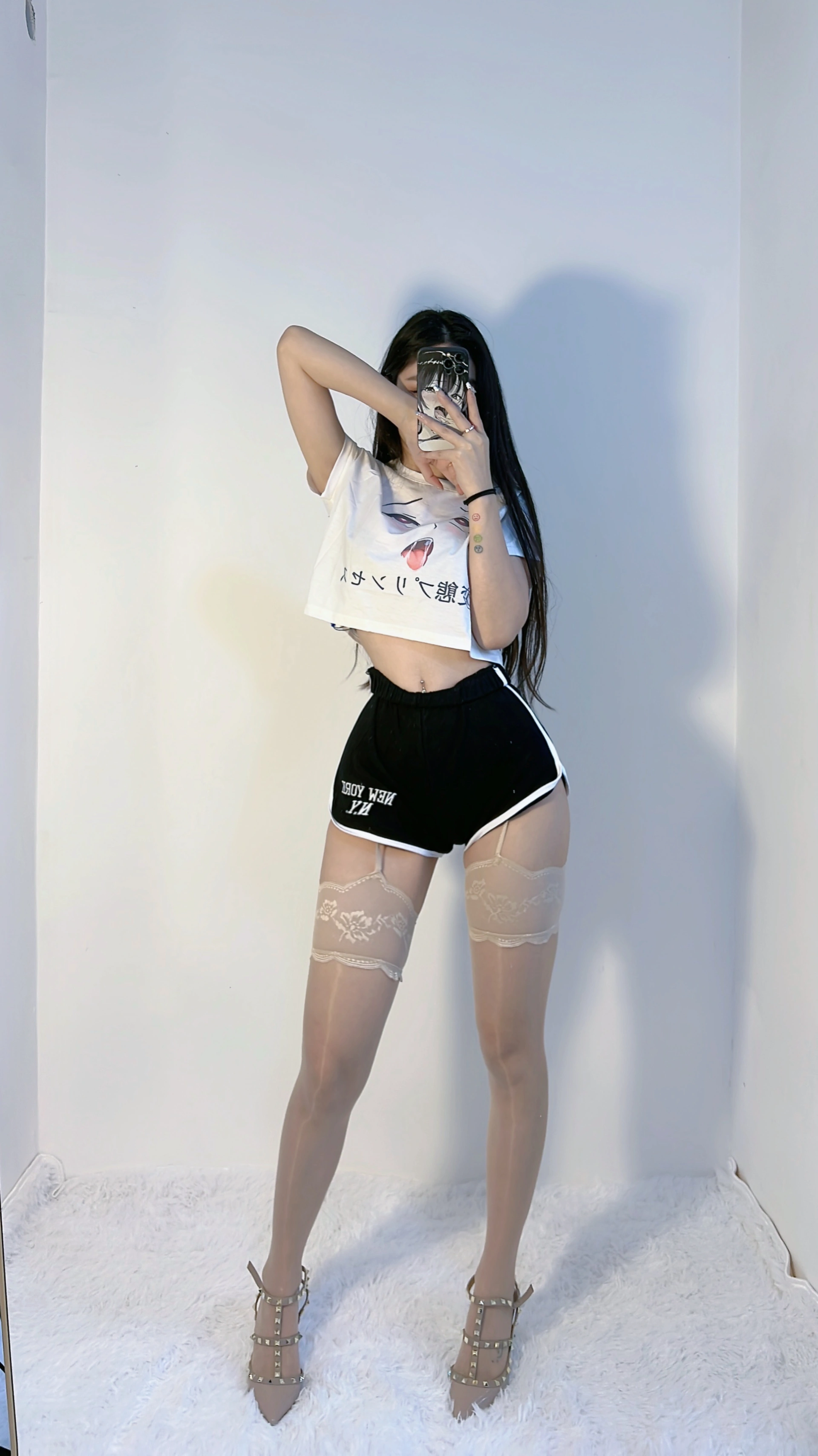 053.陈佩奇-微密圈系列 – 白色吊带丝 2